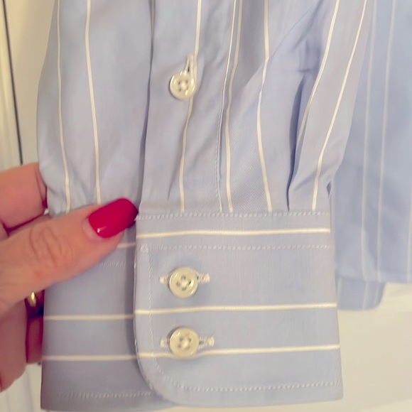 BURBERRY Pale Blue & White Striped Shirt - Picture 4 of 13
